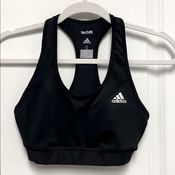 NICE ADIDAS CLIMALITE TECHFIT BLACK SPORT BRA! - Picture 1 of 5